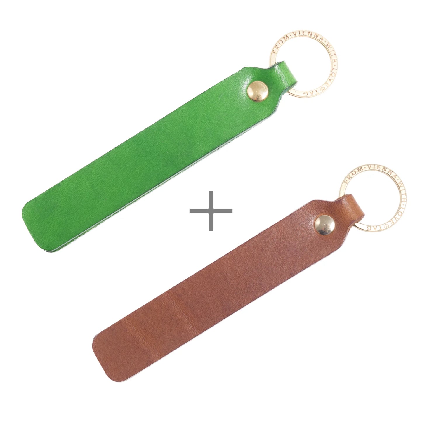 Duo-Set mit Wunschtext | Zwei Schlüsselanhänger mit Personalisierung aus Leder