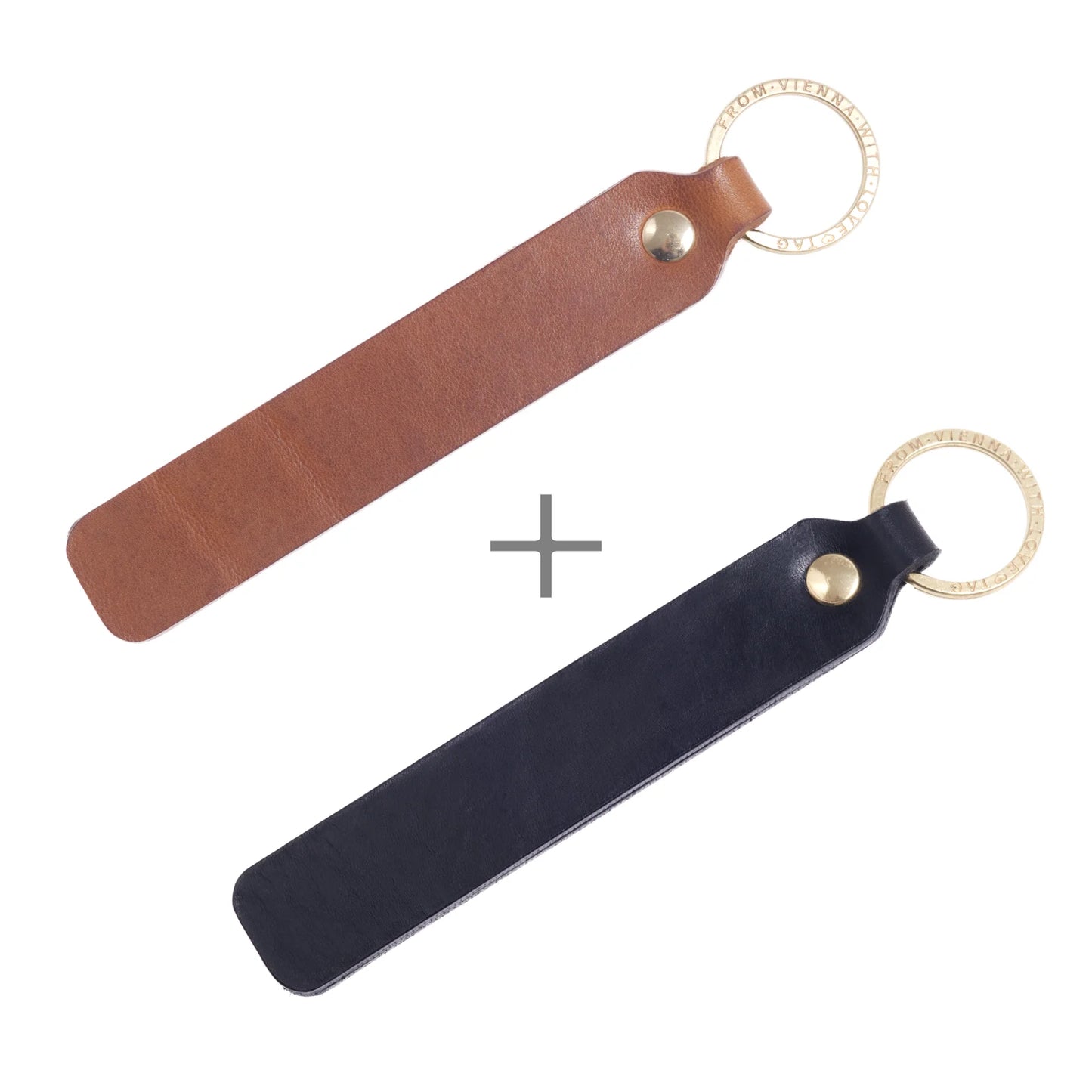 Duo-Set mit Wunschtext | Zwei Schlüsselanhänger mit Personalisierung aus Leder