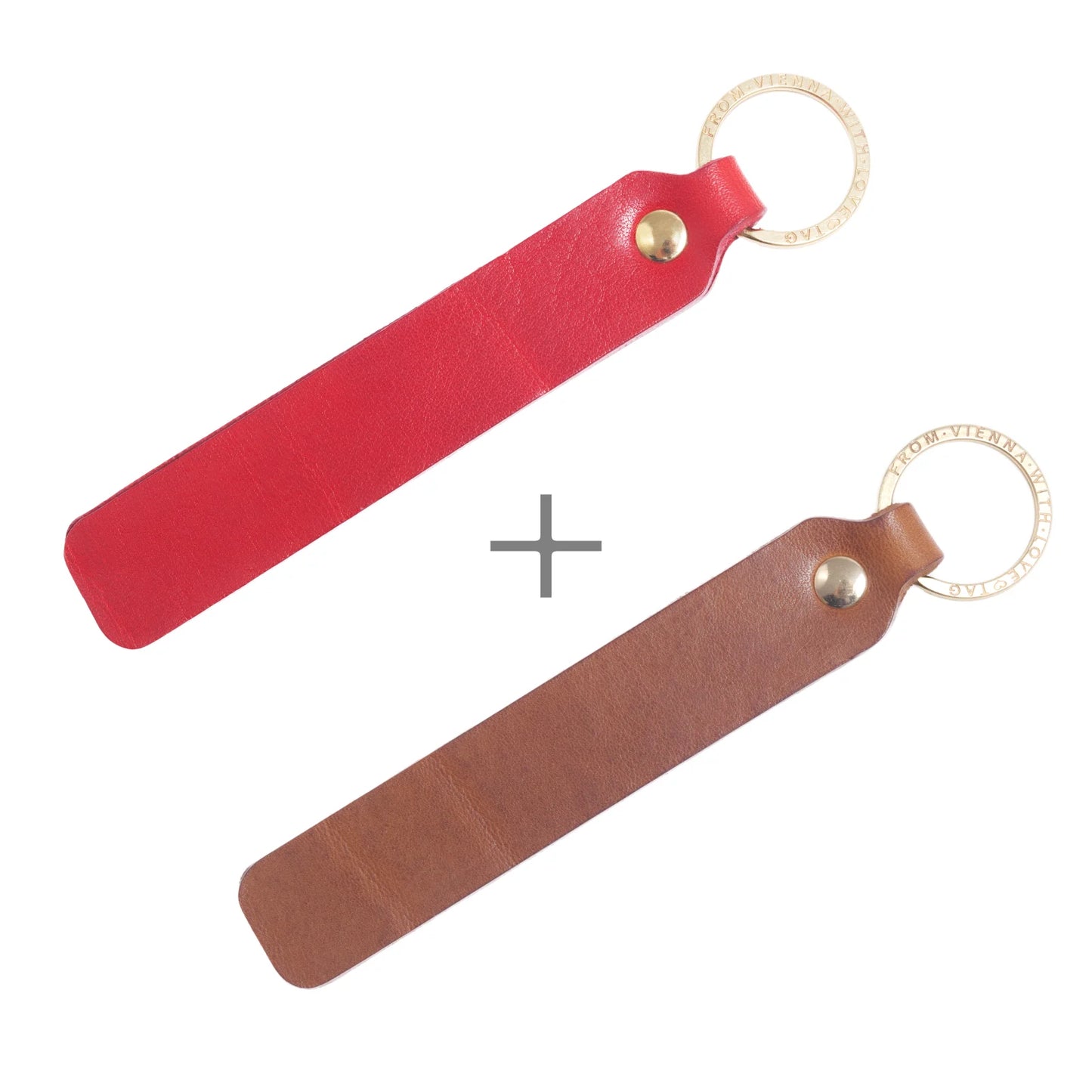 Duo-Set mit Wunschtext | Zwei Schlüsselanhänger mit Personalisierung aus Leder