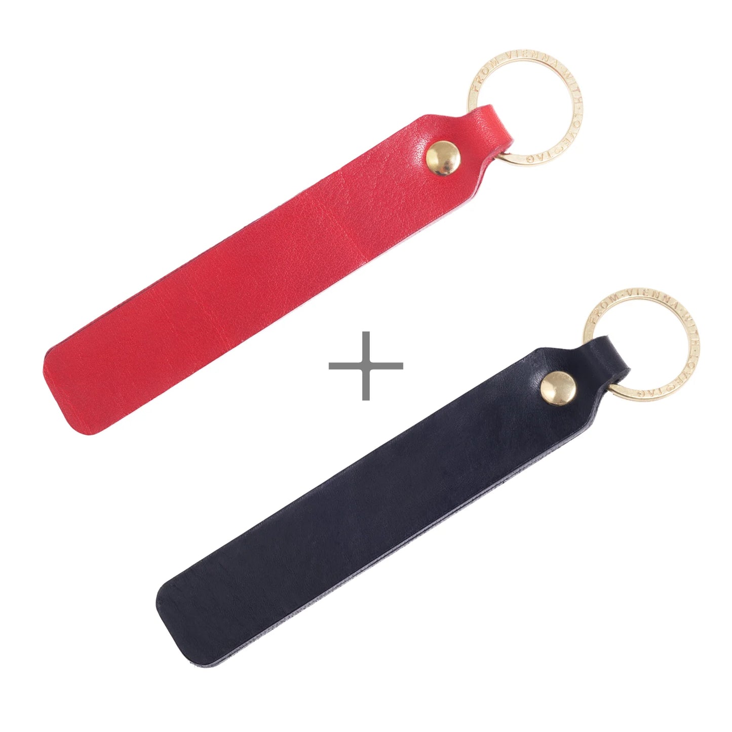 Duo-Set mit Wunschtext | Zwei Schlüsselanhänger mit Personalisierung aus Leder