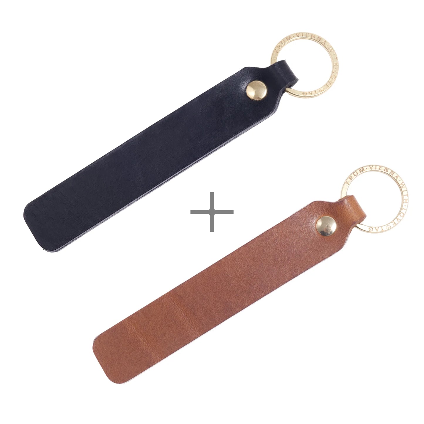 Duo-Set mit Wunschtext | Zwei Schlüsselanhänger mit Personalisierung aus Leder
